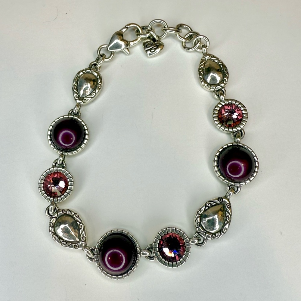 Brighton-Pastille Rose Silver Tone Pink Swarovski Crystals Bracelet